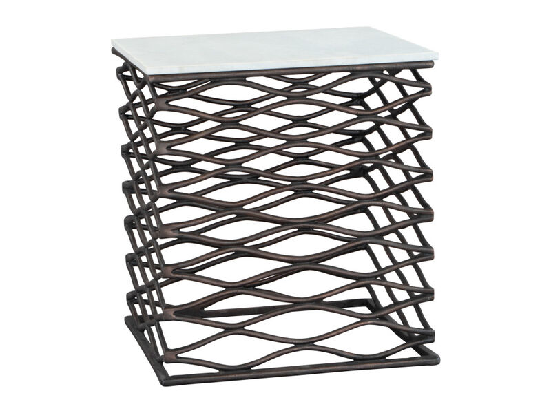 Duke Side Table White & Antique Bronze