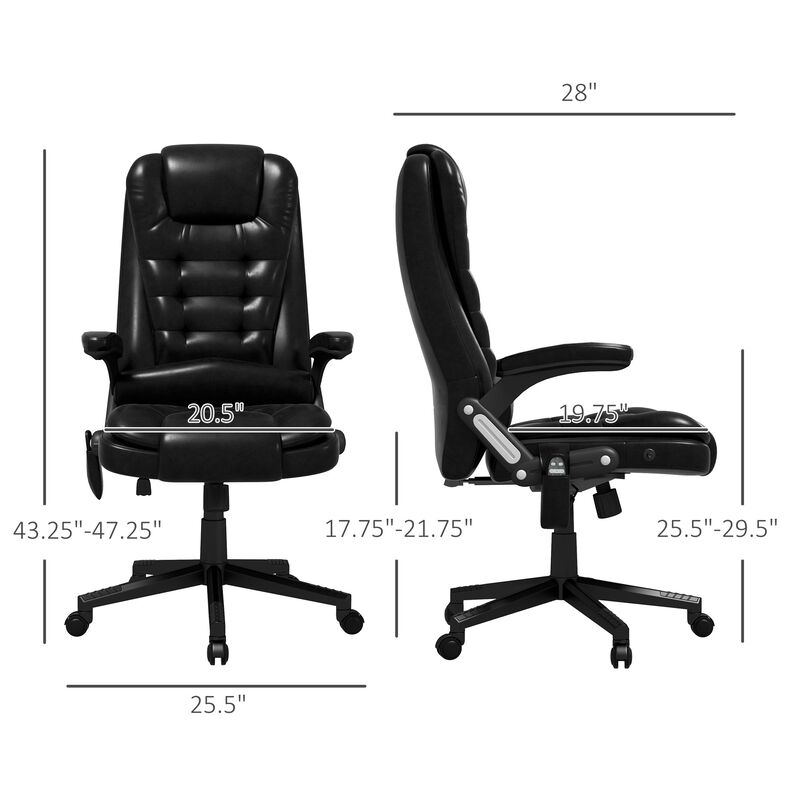 Vibrating Massage Office Chair: Heated, Linen, Reclining, Black