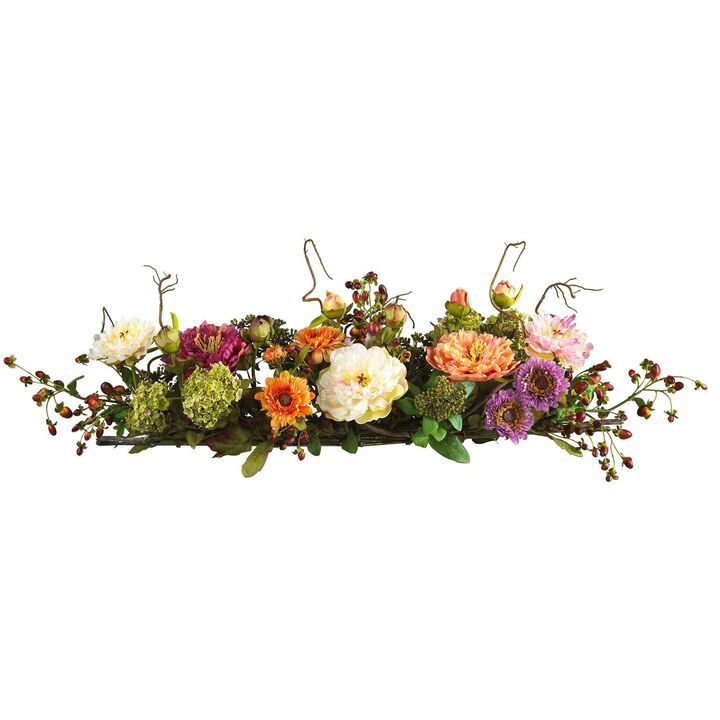 Nearly Natural 6.5-in Mixed Peony Centerpiece