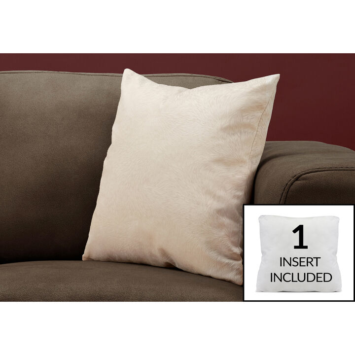 Monarch Specialties I 9318 Pillows, 18 X 18 Square, Insert Included, Decorative Throw, Accent, Sofa, Couch, Bedroom, Polyester, Hypoallergenic, Beige, Modern