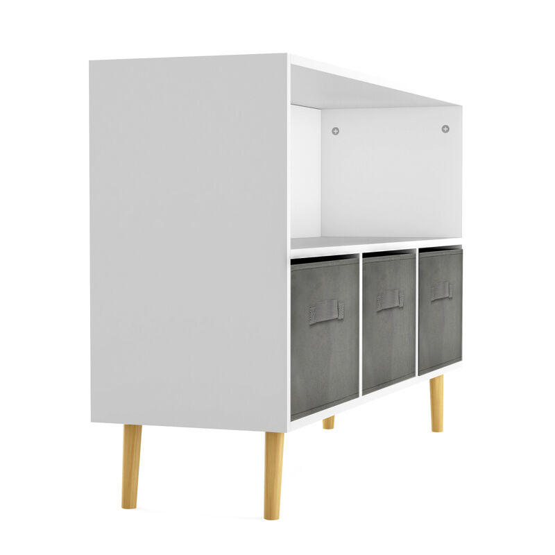 Kids Bookcase with Fabric Drawers & Toy Storage