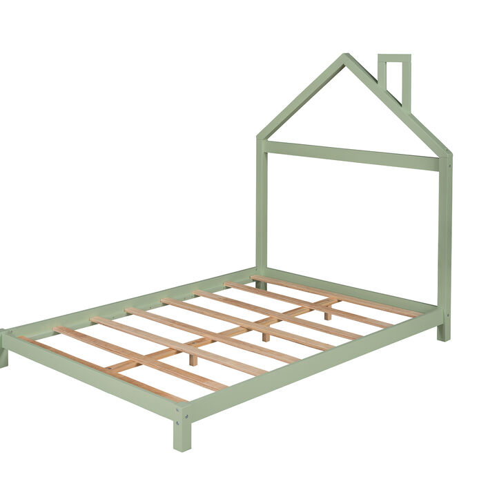 Merax Wood Platform Bed with House-shaped Headboard