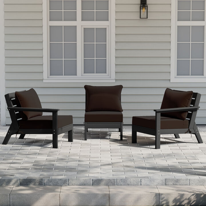 WestinTrends Outdoor Patio HDPE Sectional Sofa with Patio Cushions