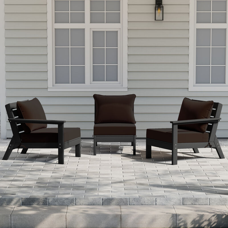 WestinTrends Outdoor Patio HDPE Sectional Sofa with Patio Cushions