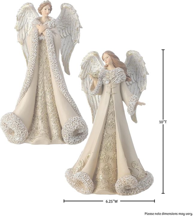 10" Champagne Opulence Angel 2AST – Elegant Christmas Decorative Figurine