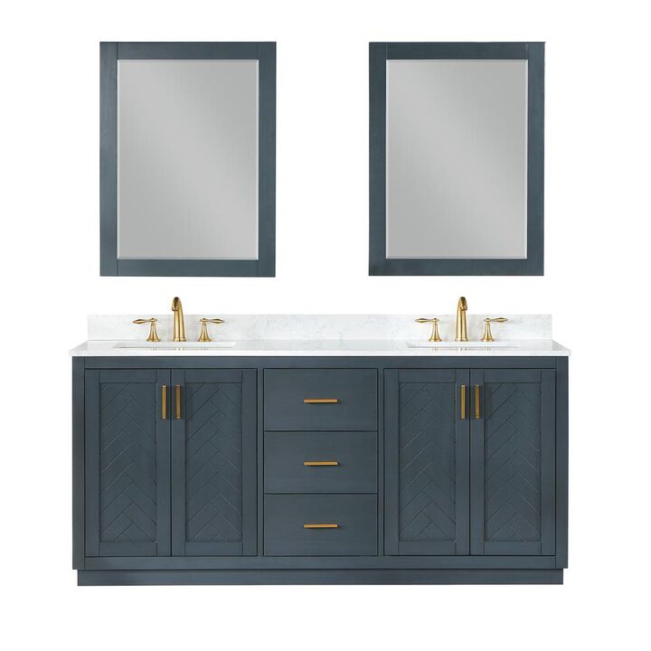 Altair 72 Double Bathroom Vanity Set in Classic Blue with Mirror