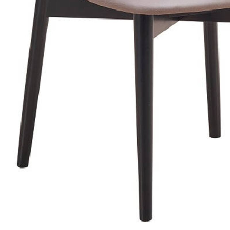 Anae 23 Inch Side Dining Chair Set of 2, Turned Legs, Gray Fabric, Black - Benzara