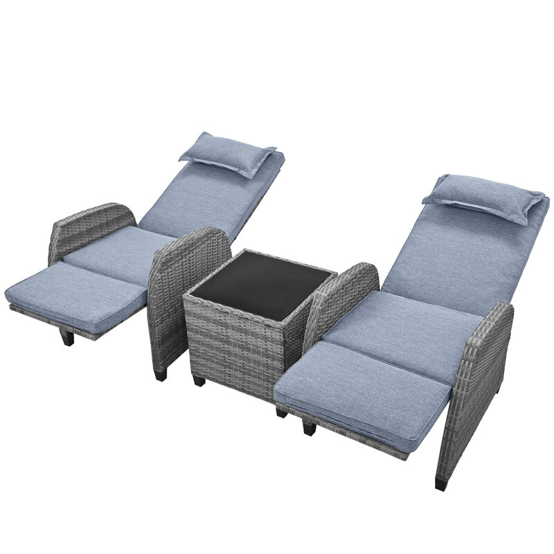 Outdoor Rattan Two-Person Combination With Coffee Tableble, Suitable For Courtyard