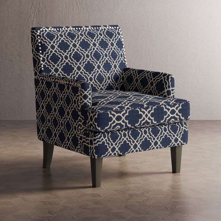 Jofran Aubrey Contemporary Geometric Upholstered Accent Chair with Nailhead Trim