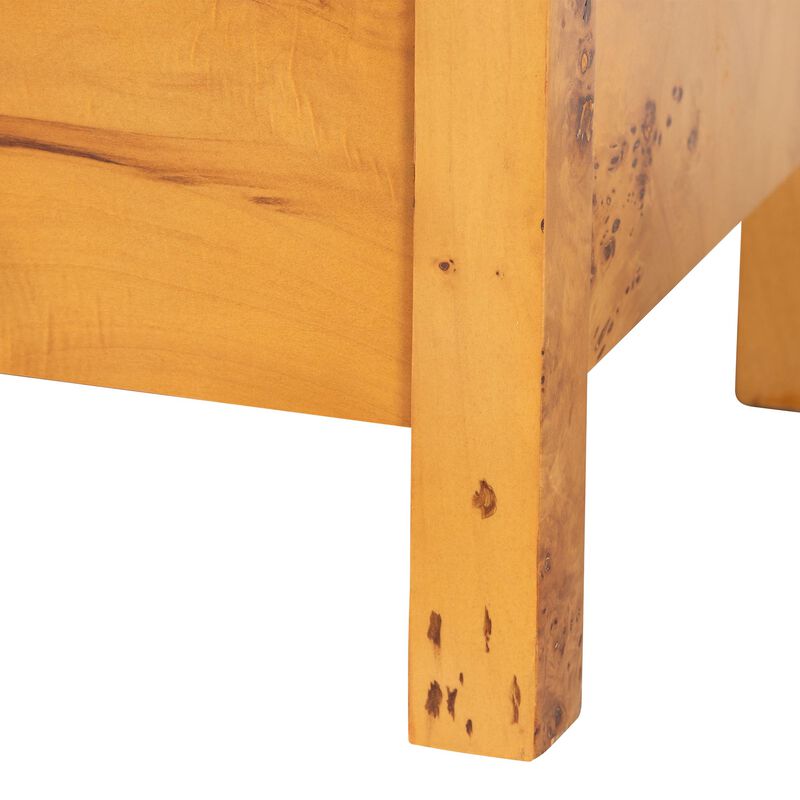 bali & pari Azmi Modern and Contemporary Natural Light Mappa Burl Wood 2 Drawer Nightstand