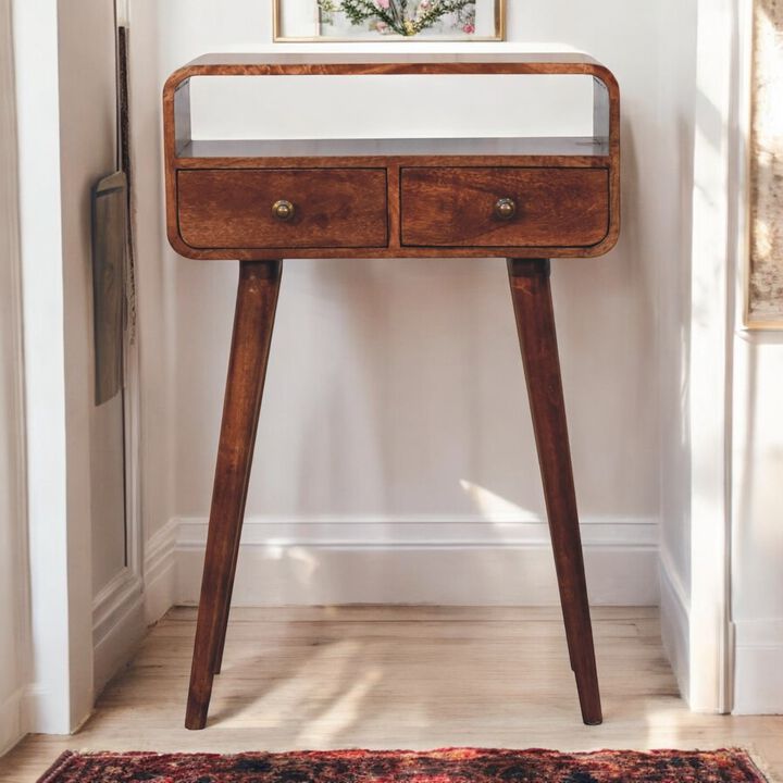 Artisan Furniture Solid Wood Mini Curved Honey Caramel Console Table