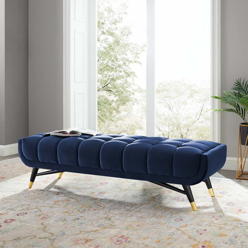 Adept 60" Performance Velvet Bench-Benzara