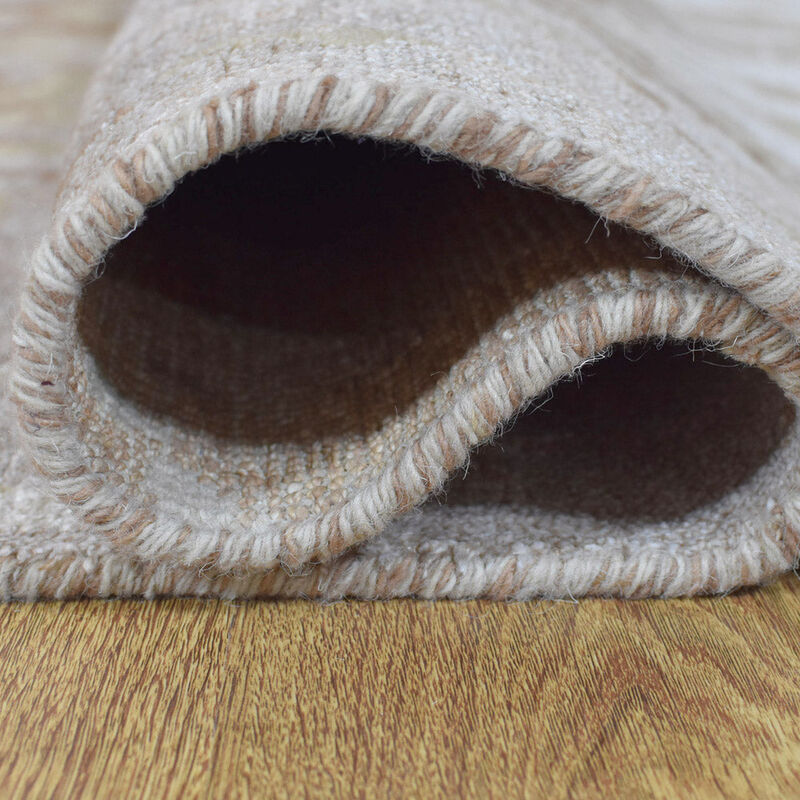 Rugsotic Carpets Hand Knotted Bamboo Silk & Wool 6'x9' Area Rug Abstract Beige NWS120