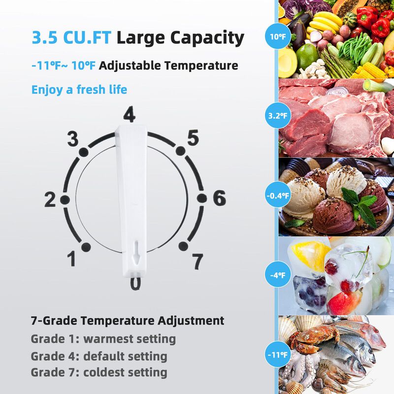 Compact Chest Freezer with Removable Storage Basket