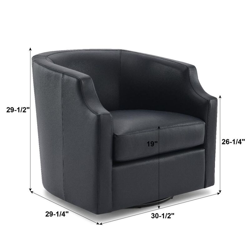 Comfort Pointe Easton Midnight Blue Top Grain Leather Swivel Glider Barrel Chair
