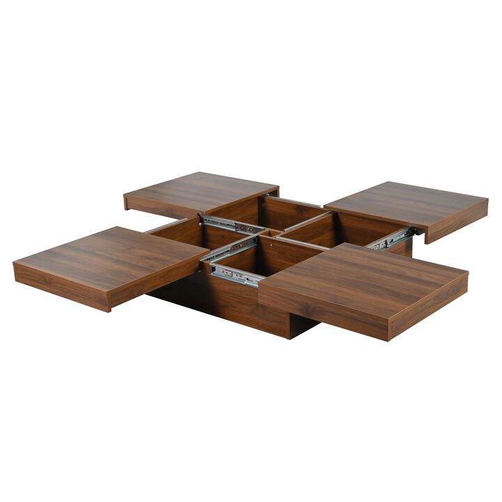 Merax Square Marble Veneer Coffee Table with Storage
