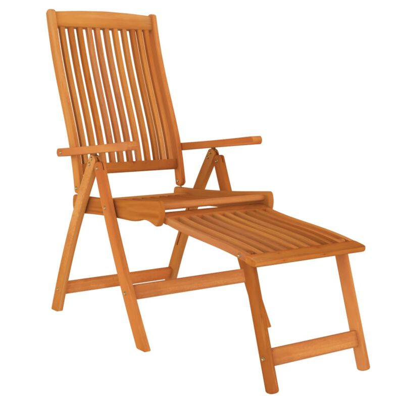 vidaXL Folding Patio Chairs with Footrests 2 pcs Solid Wood Eucalyptus