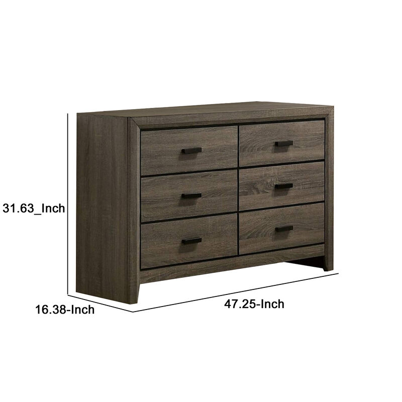 Dresser with Black Rectangular Pulls, Gray-Benzara