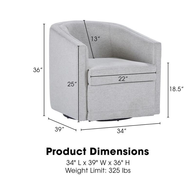 New Classic Furniture Poppy Light Gray Polyester Fabric Accent Swivel Arm Chair