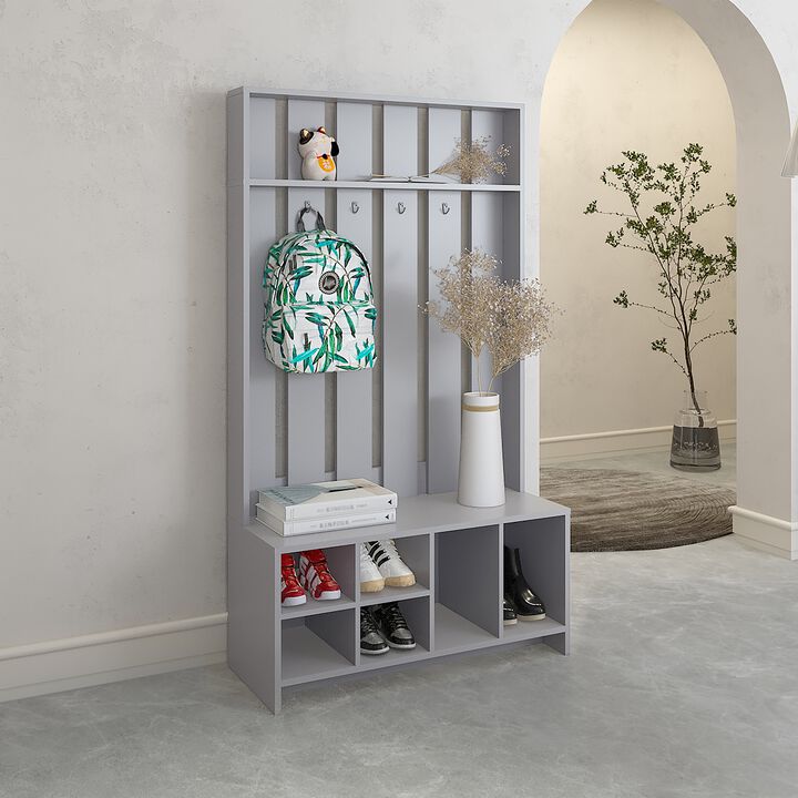 Norton Hall Tree 67.9" H, with 7 Shelves, Smokey Gray