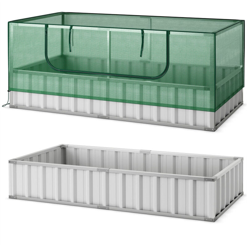 Mini Greenhouse Garden Bed Compact Raised Planter with Protective Cover for Outdoor Gardening