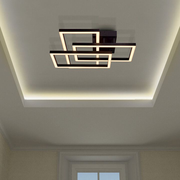 VONN Lighting Integrated LED Ceiling Lighting Rectangular Semi Flush in Black