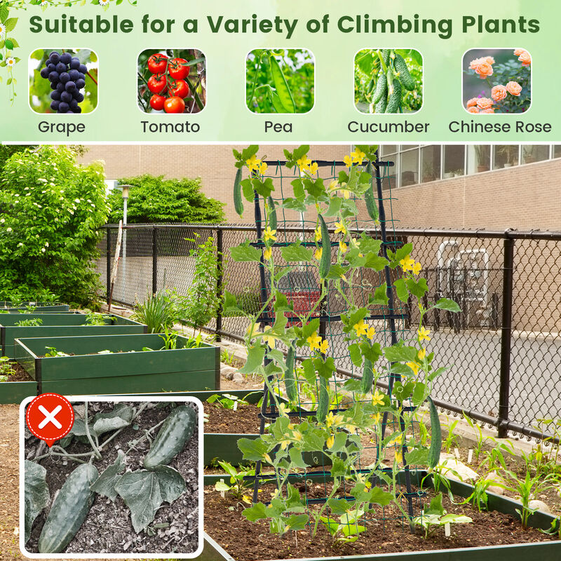 74 Inch Tall Garden Trellis for Flower Vine Vegetable Fruit Pea-Black