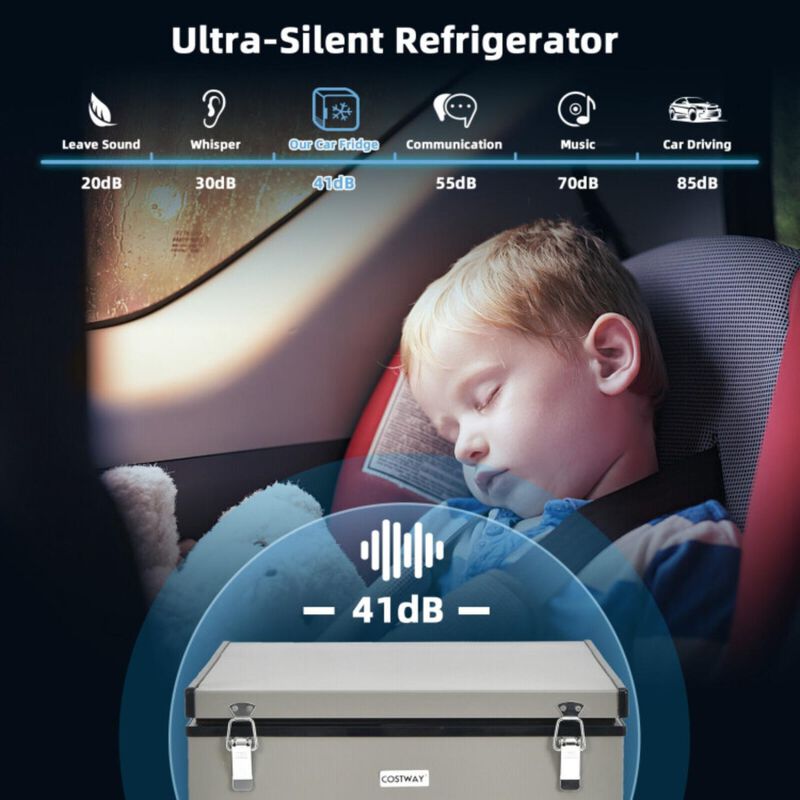 Hivvago 68 Quart Portable Car Refrigerator with DC and AC Adapter