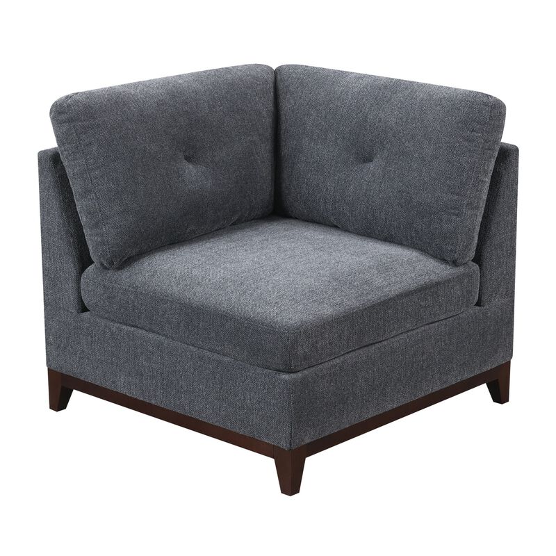 7 Piece Ash Grey Chenille Fabric Modular Sectional with Ottomans