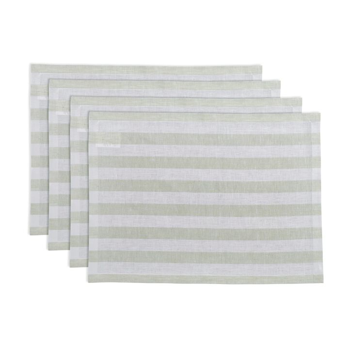 Solino Home 100% Pure Linen Placemats 14 x 19 Inch Set of 4 | Sorrento Stripe