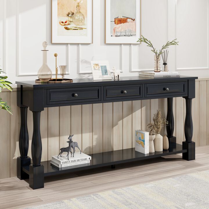 Merax Long Console Table with 3 Drawers