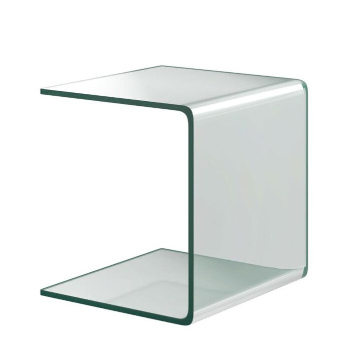 Hivvago 18 x 18 x 16 Inch Tempered Waterfall End Table with non-Slip Pad