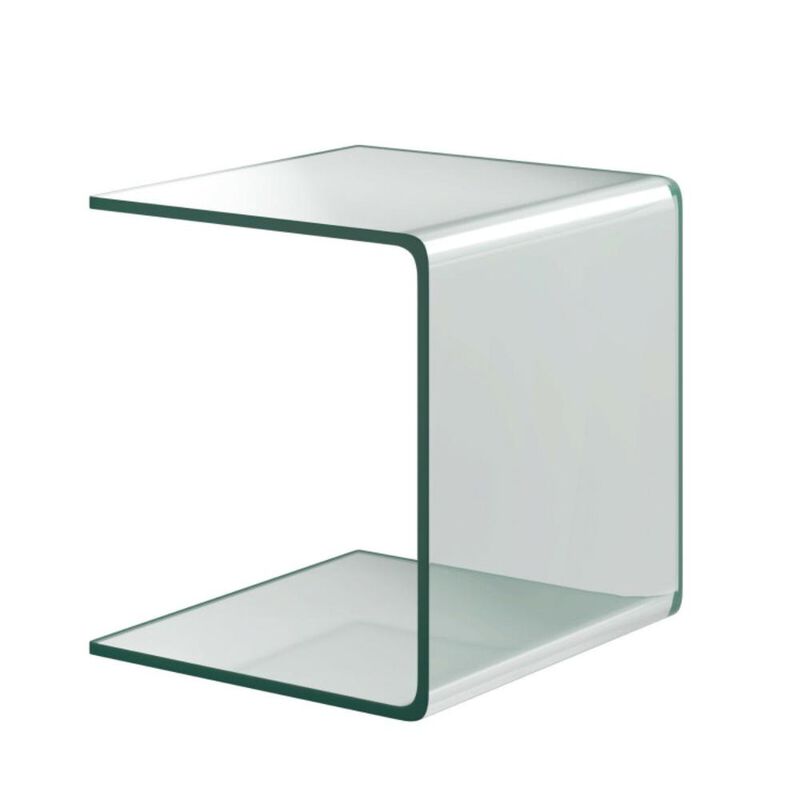 Hivvago 18 x 18 x 16 Inch Tempered Waterfall End Table with non-Slip Pad