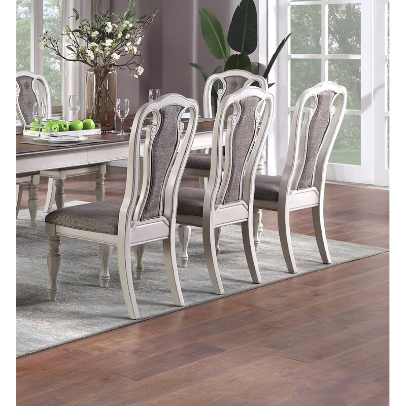 Set Of 2 Dining Chairs Grey Upholstered Tufted Unique Design Chairs Back Cushion Seat Dining Room