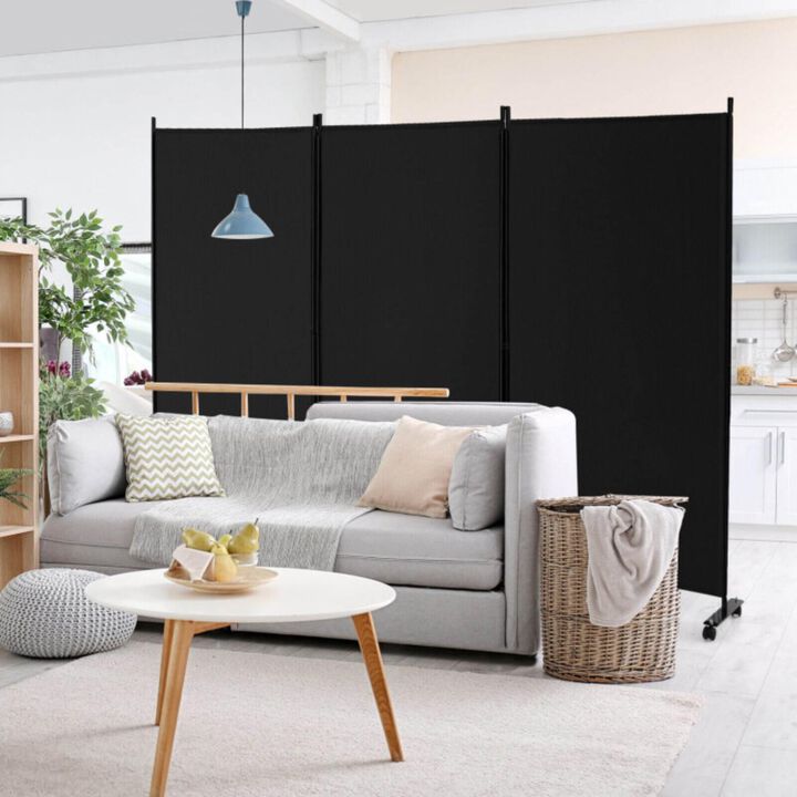 Hivvago 3 Panel Folding Room Divider with Lockable Wheels