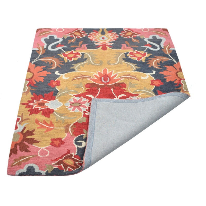 RUGSOTIC CARPETS HAND TUFTED WOOL ECO-FRIENDLY AREA RUGS  - 5'x8', Rectangle Shape, Multicolor, Floral Modern Design, High Pile Thick Handmade Area Rugs for Living Room, Bed Room (K00732)