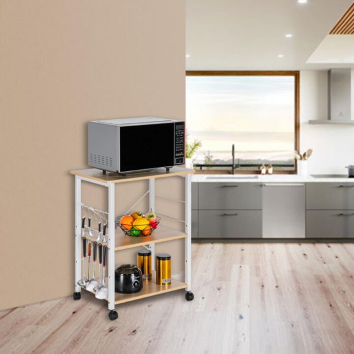 3-Tier Baker's Rack Kitchen Utility Storage Cart for Microwave Oven & Essentials