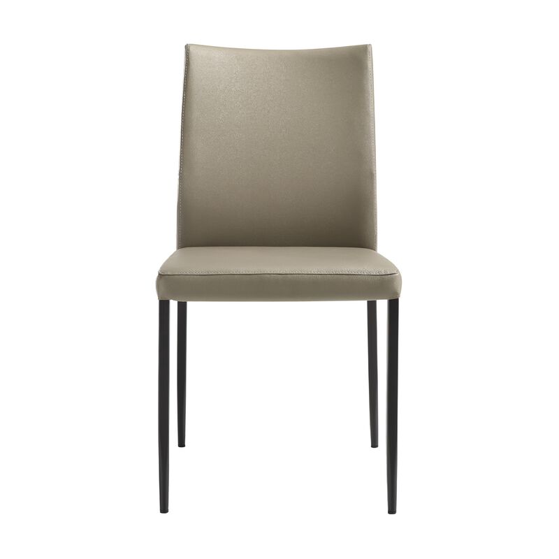 Ash 22 Inch Dining Chair Set of 2, Gray Faux Leather, Tall Curved, Black - Benzara
