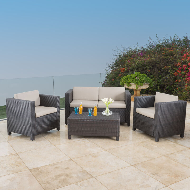 Merax 4 Pieces Outdoor Rattan  Sofa Set
