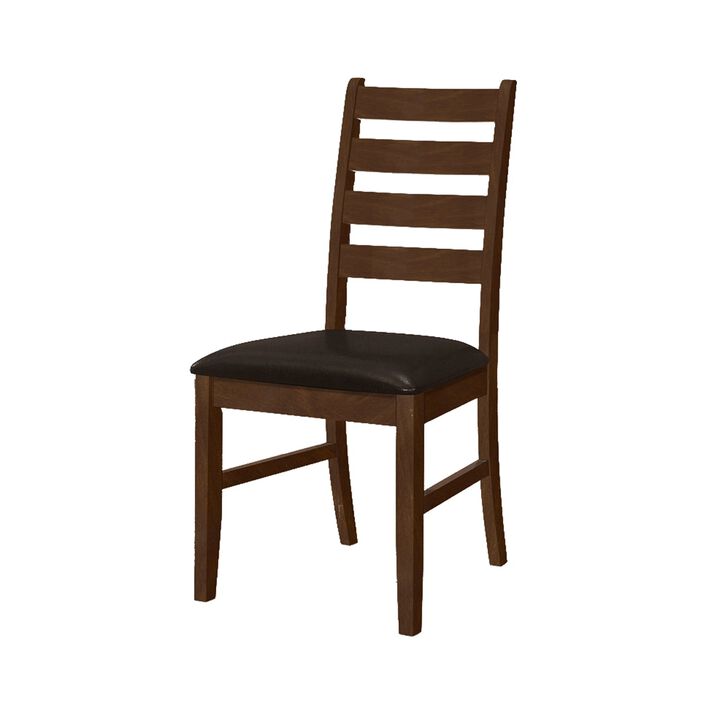 Monarch Specialties I 1372 - Dining Chair, 37" Height, Set Of 2, Dining Room, Kitchen, Side, Upholstered, Brown Solid Wood, Brown Leather Look, Transitional
