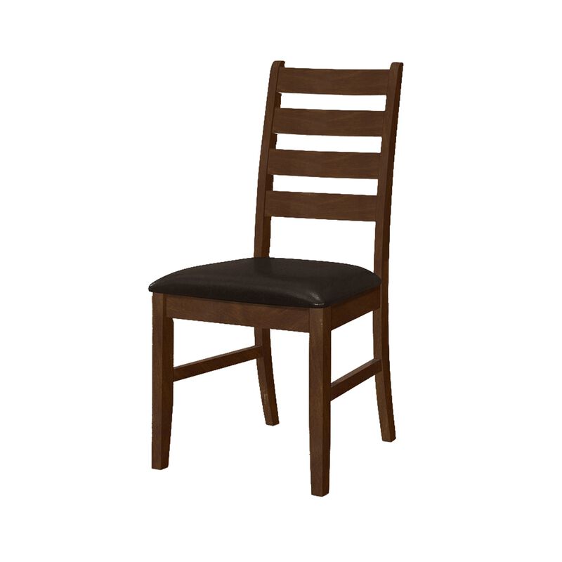 Monarch Specialties I 1372 - Dining Chair, 37" Height, Set Of 2, Dining Room, Kitchen, Side, Upholstered, Brown Solid Wood, Brown Leather Look, Transitional