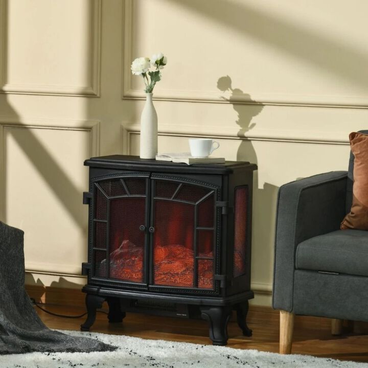 Hivvago Black Remote Controlled Electric Fireplace Heater Realistic LED Flames and Logs