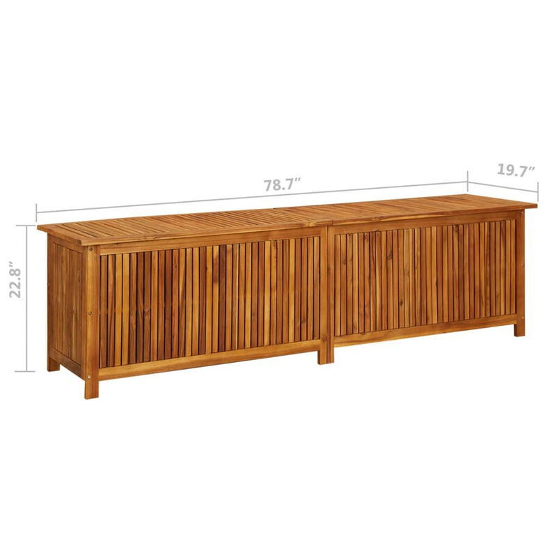 Misty Outdoor Storage Box, 79 Inch Natural Brown Solid Acacia Wood - Benzara