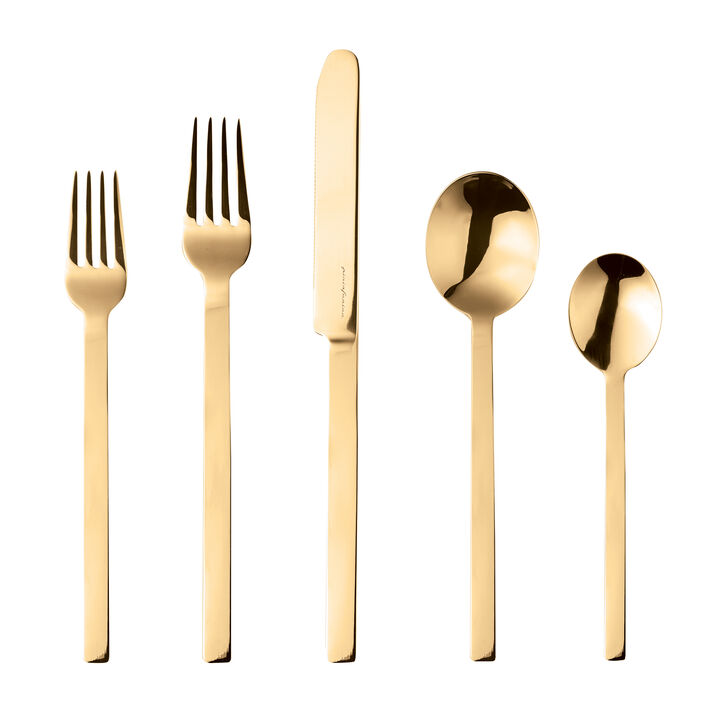 Stile By Pininarina 20-Piece Flatware Set in Gold