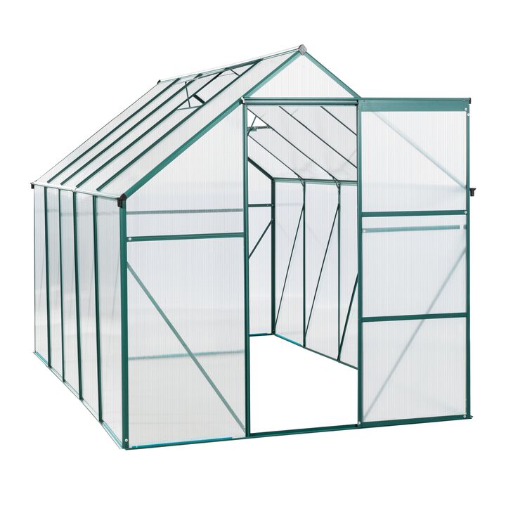 MONDAWE 6X10 FT Polycarbonate Greenhouse Raised Base and Anchor Aluminum Heavy Duty Walk-in Greenhouses for Outdoor Backyard in All Season