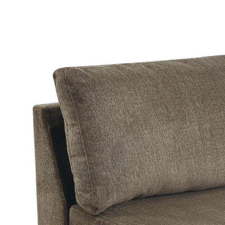 Fabric Armless Chair with Loose Back Pillows, Brown-Benzara