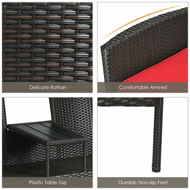 Modern Patio Conversation Set with Built-in Coffee Table and Cushions