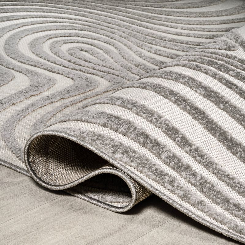 Maribo High-Low Abstract Groovy Striped Indoor/Outdoor Area Rug