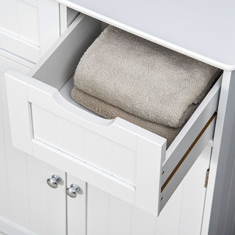 Freestanding Bathroom Storage Cabinet with 2 Drawers & Adjustable Shelf, White