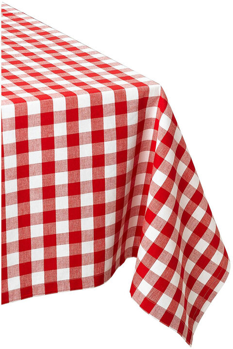 Red and White Checkered Pattern Square Tablecloth 52"